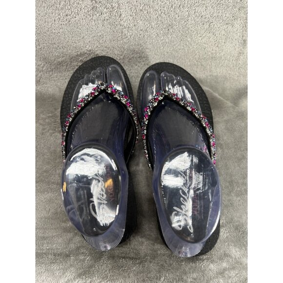 Skechers Yoga Foam Women’s 6.5 Sparkle Rhinestone Cushion Slip on Flip Flops - Picture 9 of 11